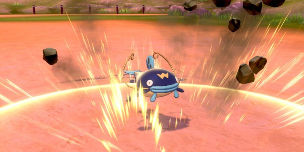 A pokemon performing stomping tantrum