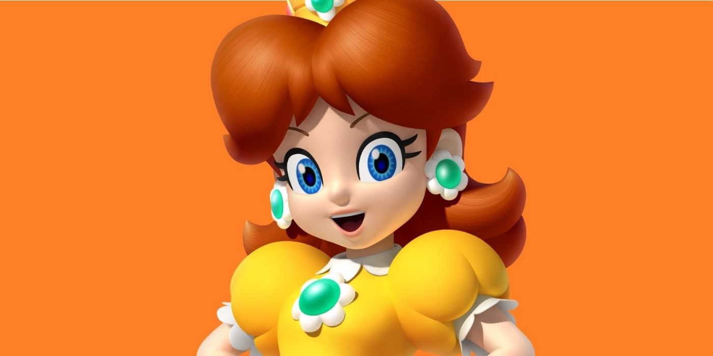 A screenshot of Princess Daisy with an orange background.