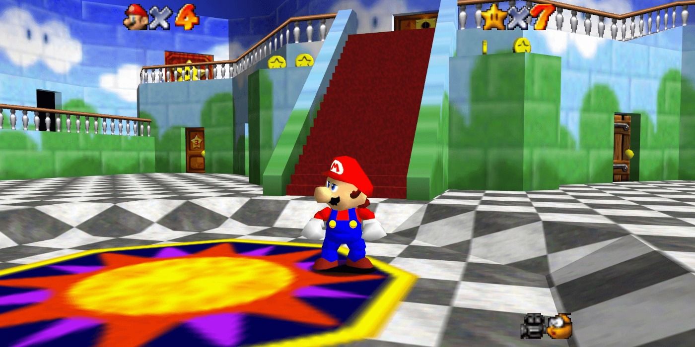Mario 64 Main Hall with Mario at the center