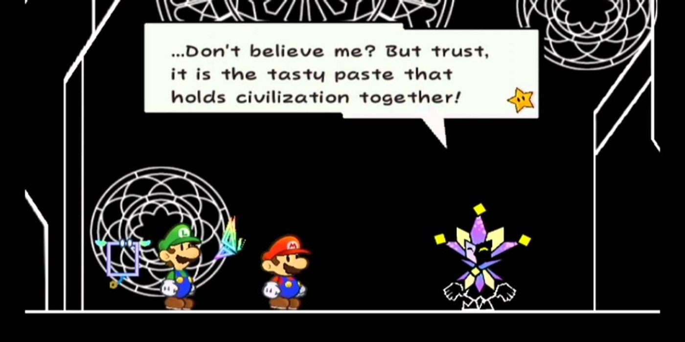 Dimentio talking to Mario and Luigi