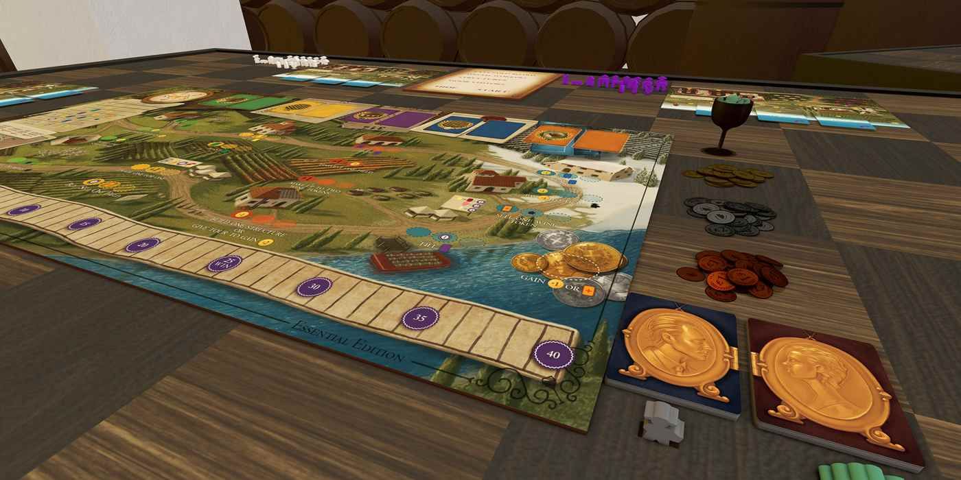 A board game being played in Tabletop Simulator