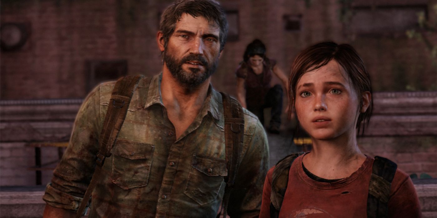 Screenshot Of Joel And Ellie From The Last Of Us Game Standing Next To Each Other