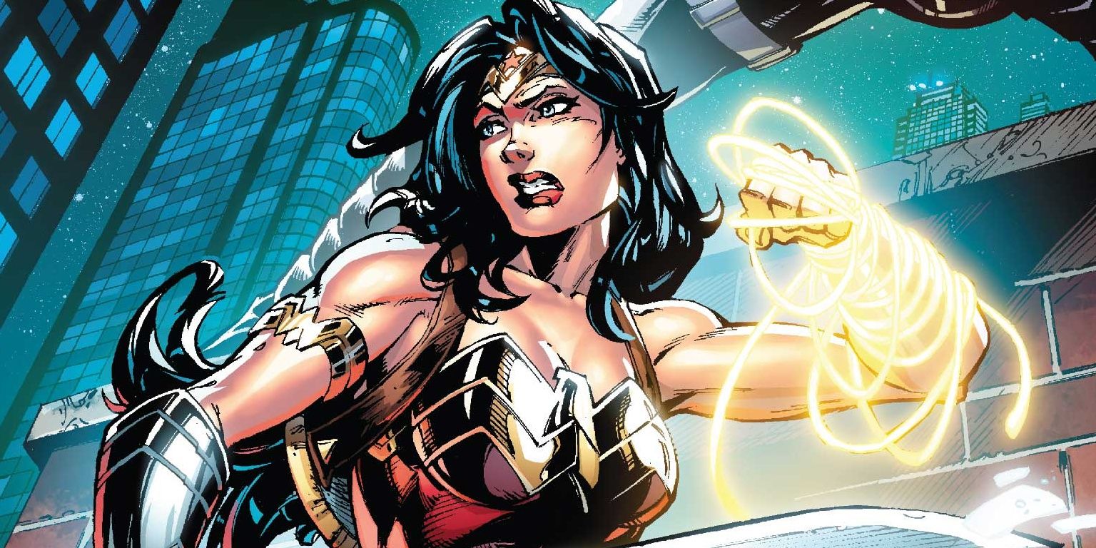 Wonder Woman holding Lasso of Truth