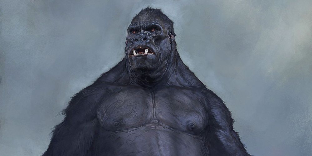 Dungeons & Dragons, giant black ape in a grey background