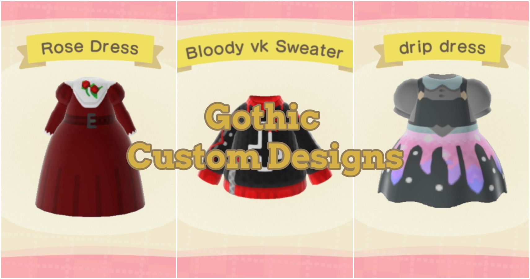 Gothic Custom Design Outfits For Animal Crossing New Horizons - goth aesthetic roblox outfits