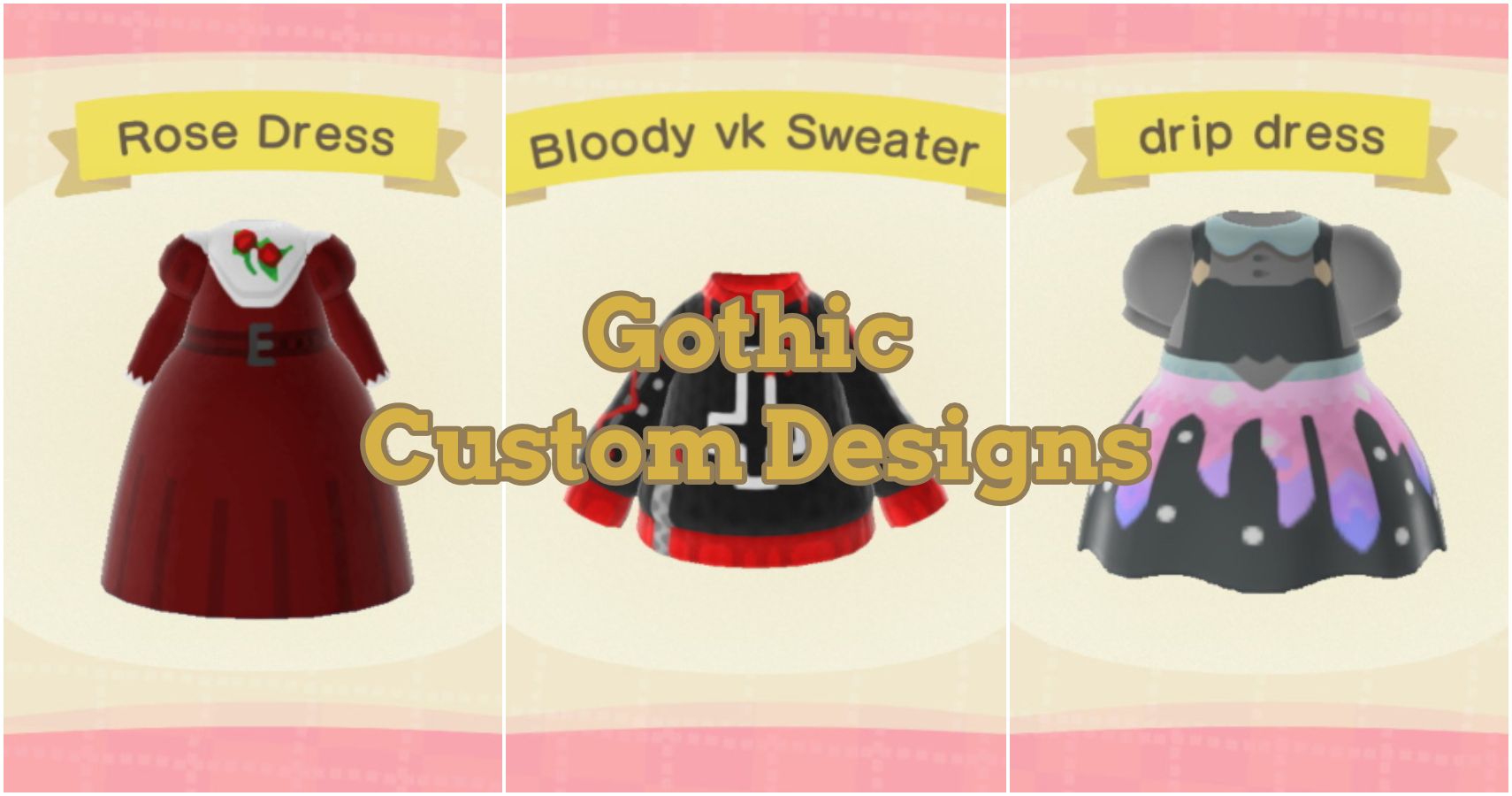 Gothic Custom Design Outfits For Animal Crossing New Horizons