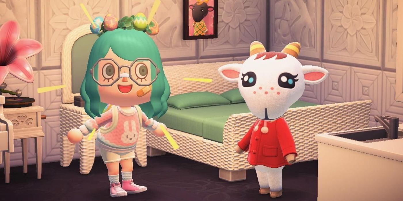 A player with Chevre in Animal Crossing: New Horizons