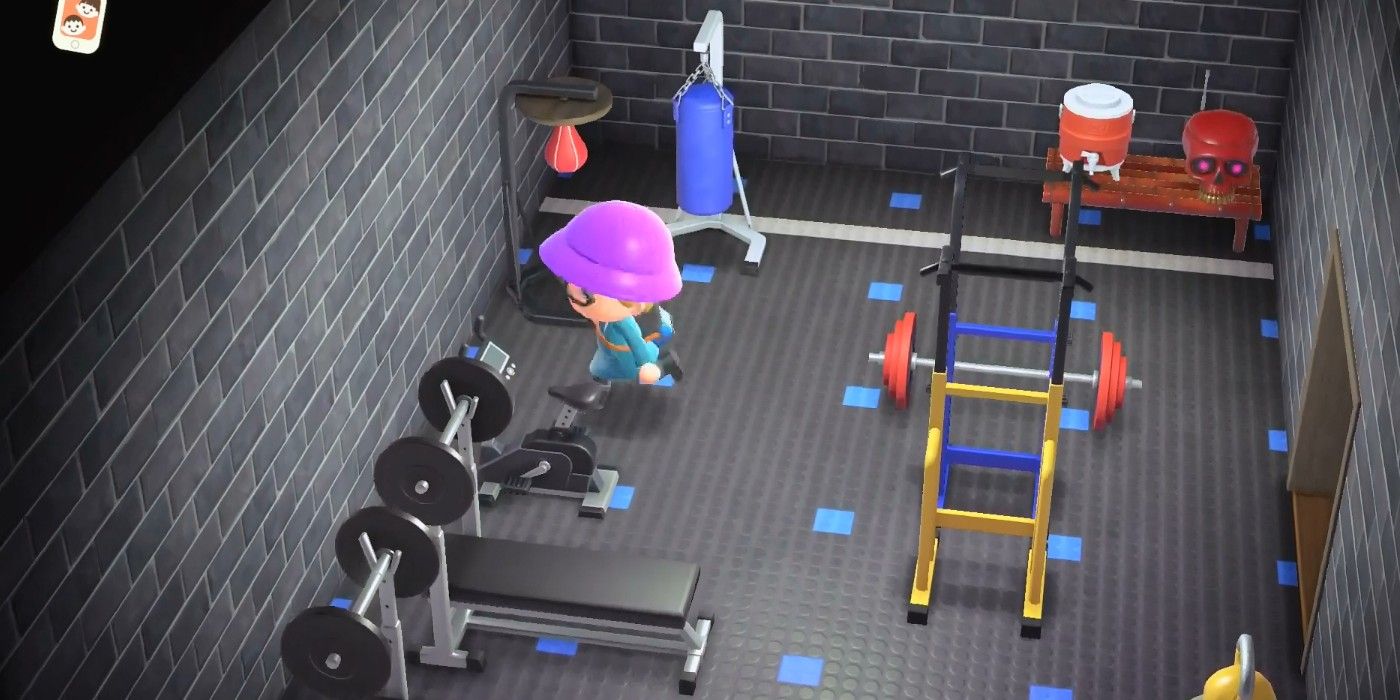 Animal Crossing Gym with barbells weights