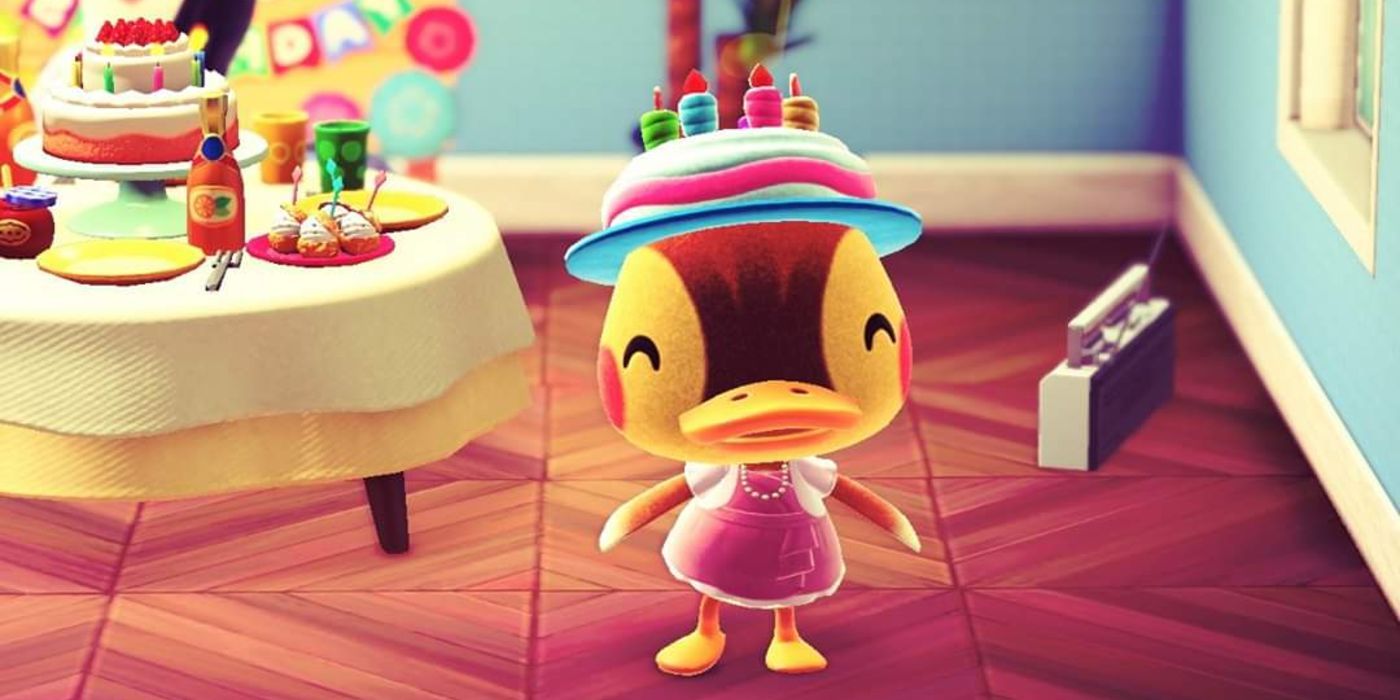 Molly at a birthday party in Animal Crossing: New Horizons