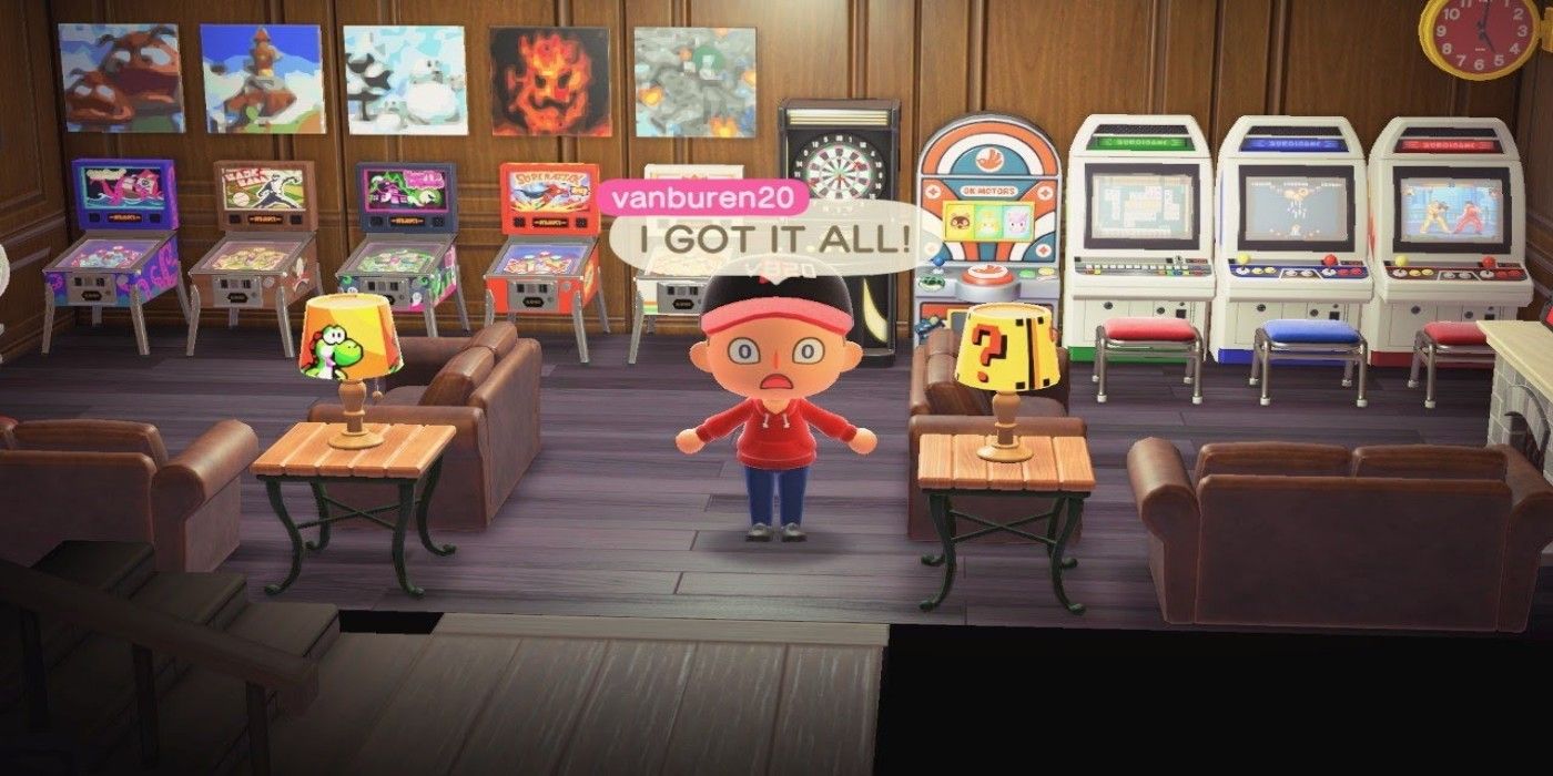 Animal Crossing New Horizons custom arcade room retro gaming machines 