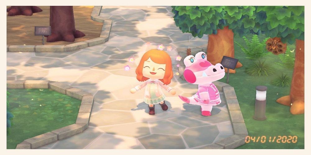 A player with Gayle in the museum in Animal Crossing: New Horizons