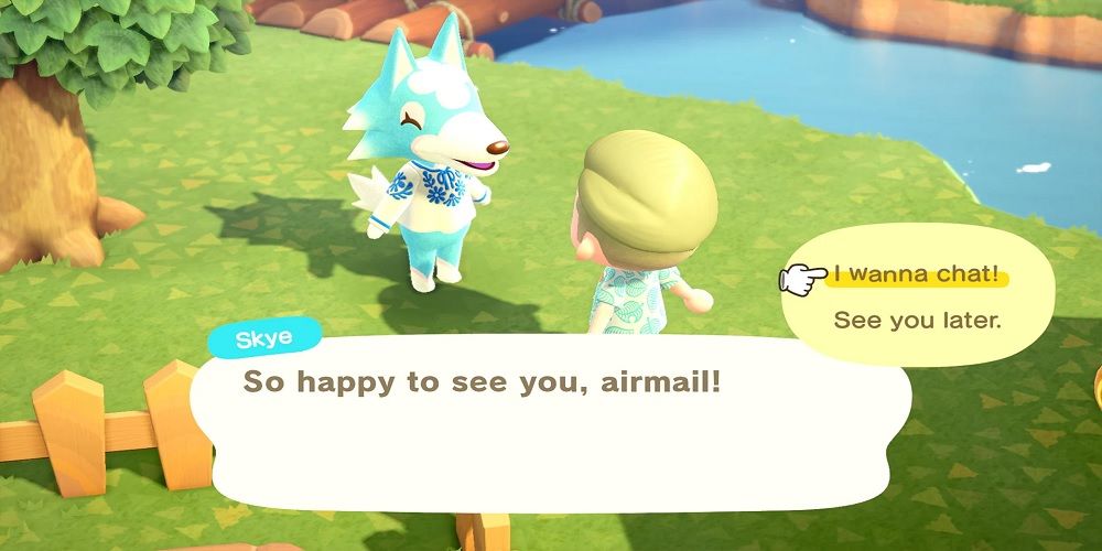 Skye speaking to a player in Animal Crossing: New Horizons