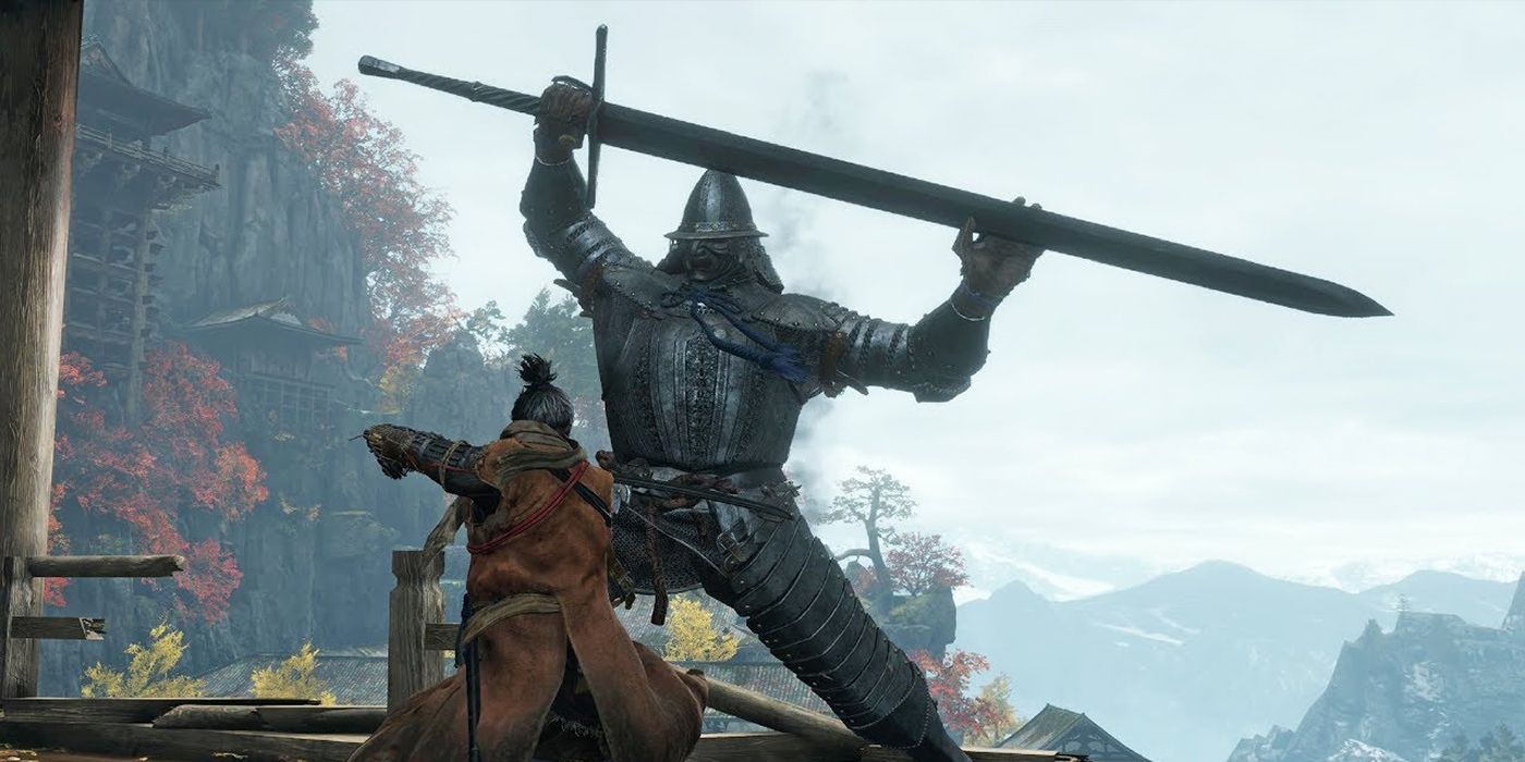 Sekiro Shadows Die Twice: About To Knock The Armored Warrior Off The Bridge