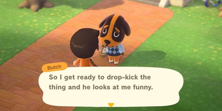 Butch speaking to a player in Animal Crossing New Horizons