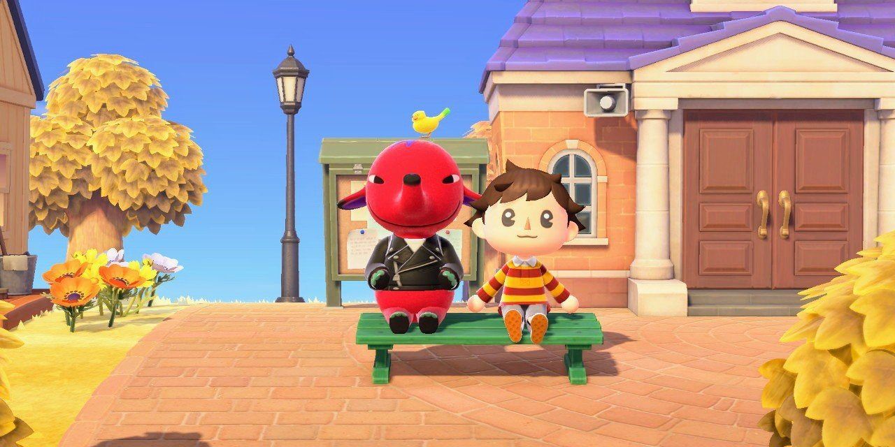 Cyd sitting next to a player in Animal Crossing New Horizons