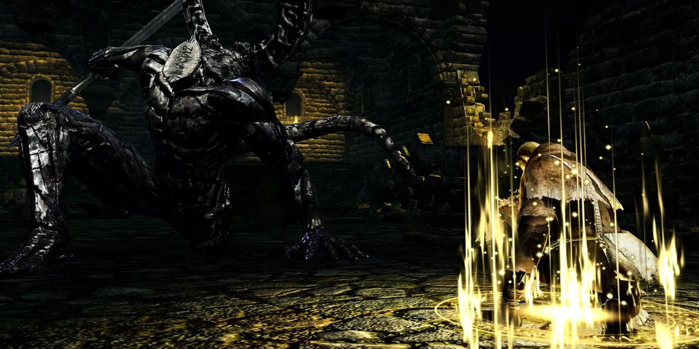 A player fighting the Titanite Demon