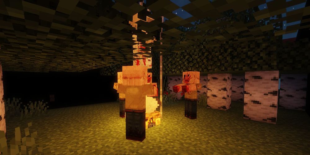 Minecraft disparage horror map zombies around fire