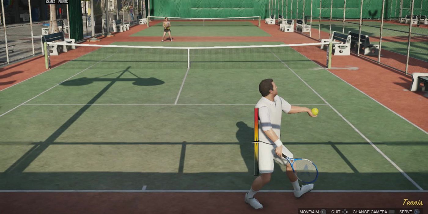 GTA V Screenshot Of Michael Playing Tennis