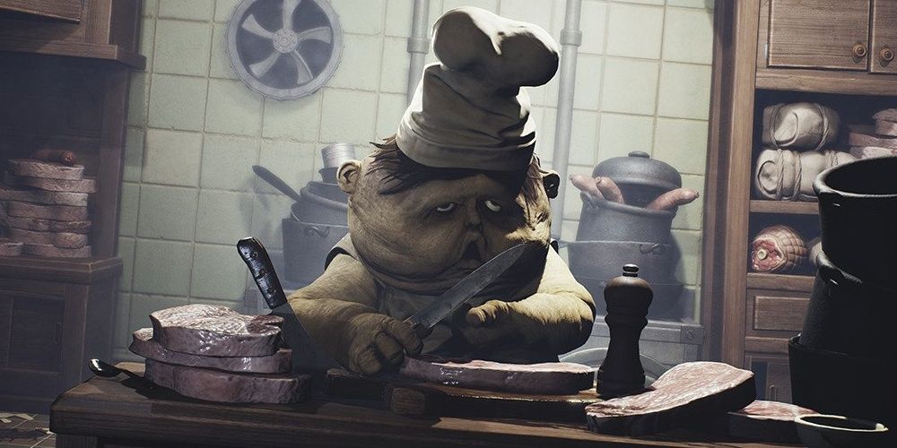 The chef from Little Nightmares holding a knife