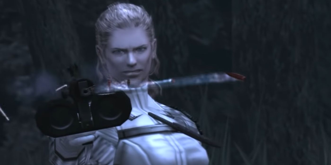 Metal Gear Solid 3 Screenshot Of The Boss Firing Weapon