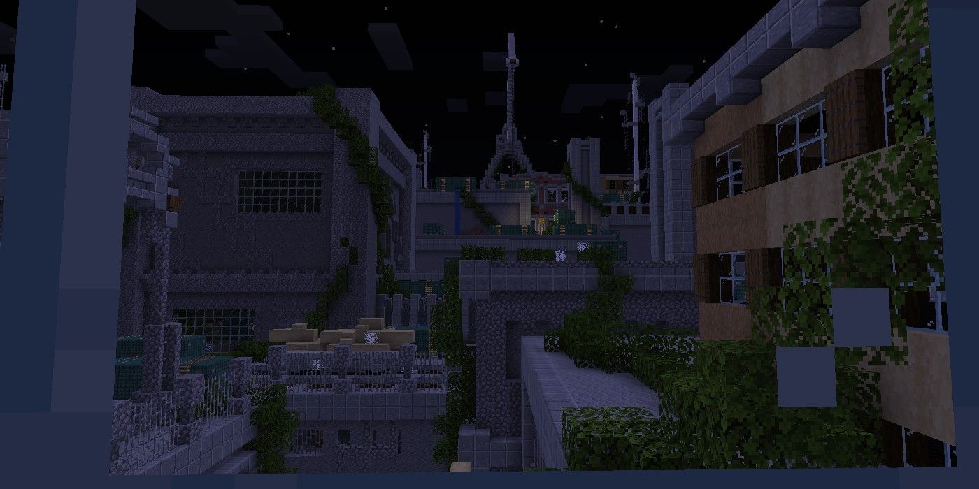 Minecraft Abandoned City horror map in dark