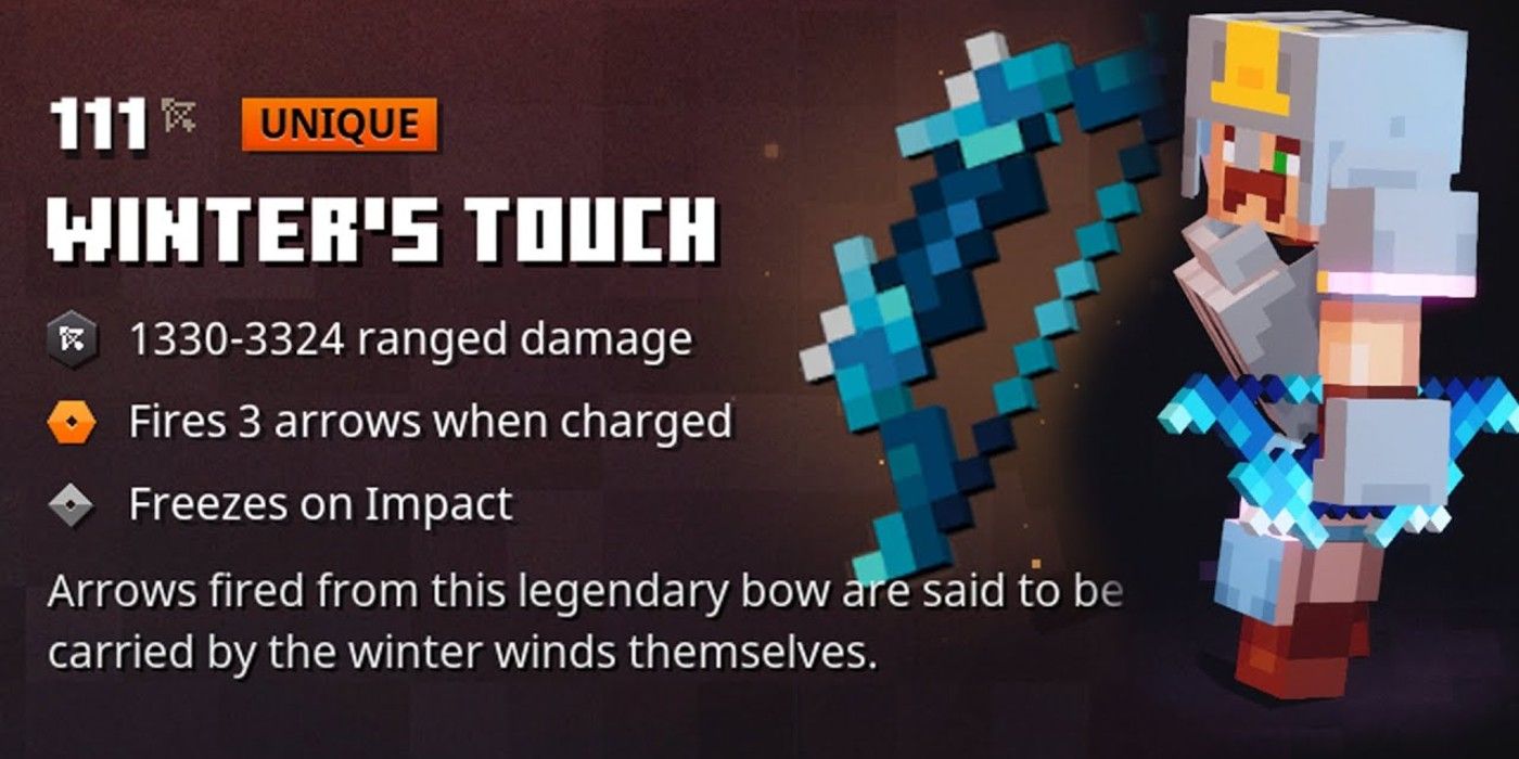 Minecraft Dungeons Winter's Touch bow item card