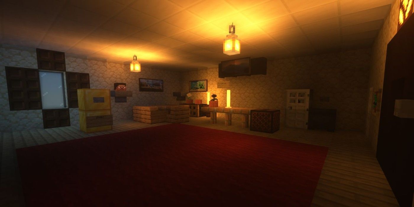 Minecraft horror map Sir Axe living room in dark house