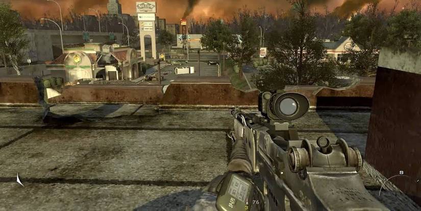 Standing on a building's roof