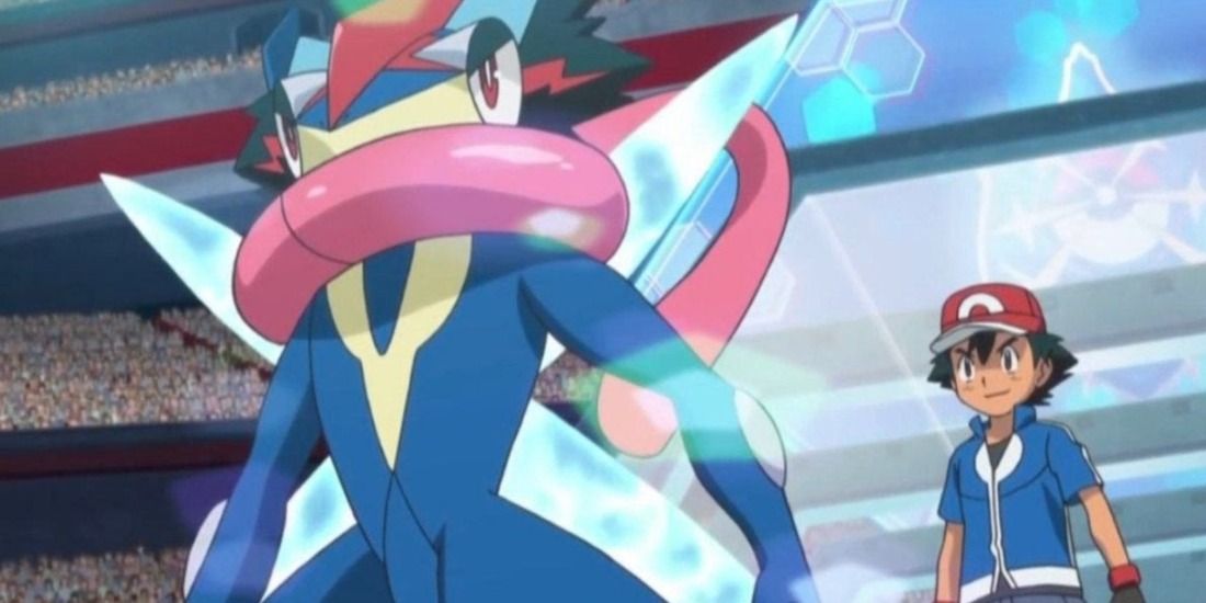 Ash and his Battle Bond Greninja in the Pokemon Anime