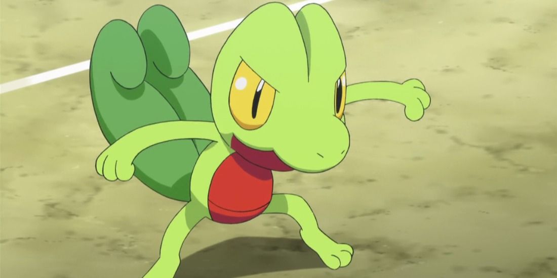 Treeko standing wide in the Pokemon anime