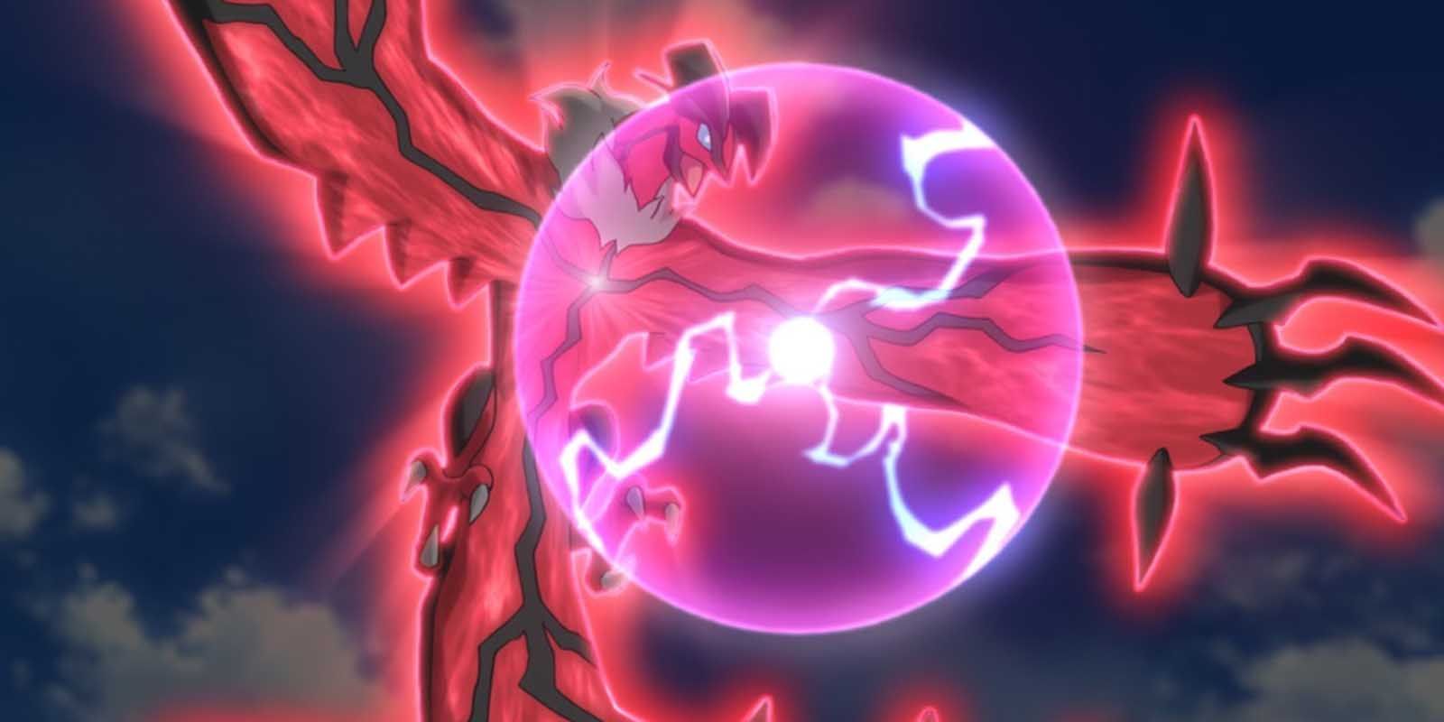 Pokemon Yveltal Attack glowing lightning orb attack from the sky