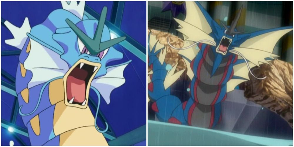 Pokemon anime Gyarados and Mega Gyarados