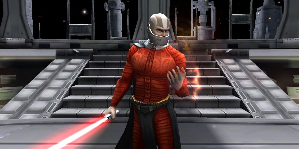 Star Wars Knight Of The Republic Darth Malak holding his lightsaber 