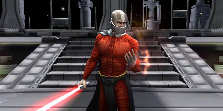 Star Wars Knight Of The Republic Darth Malak holding his lightsaber 