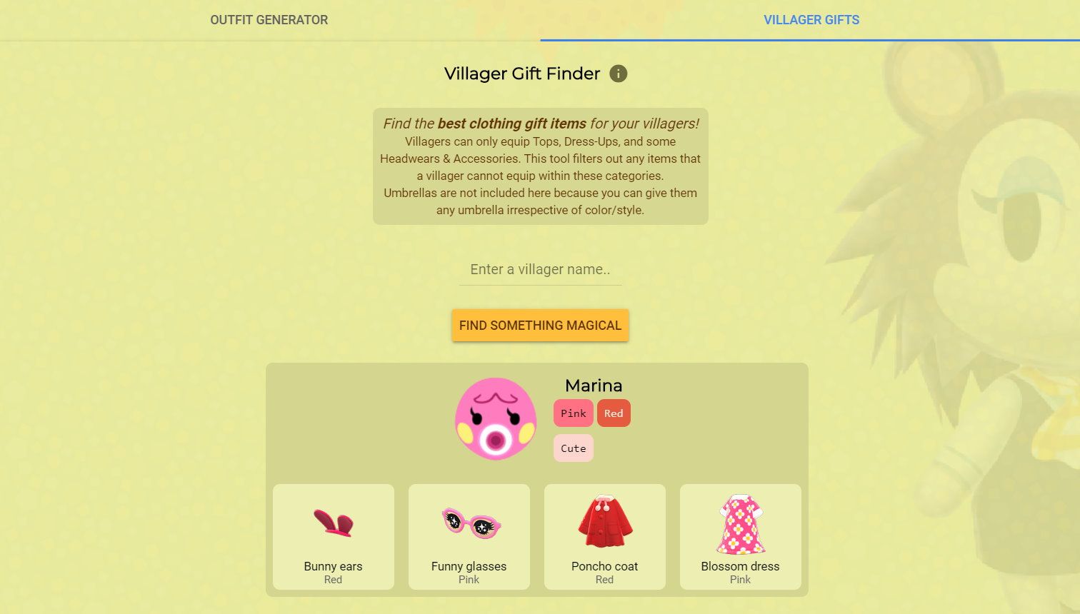 animal crossing villager gift generator