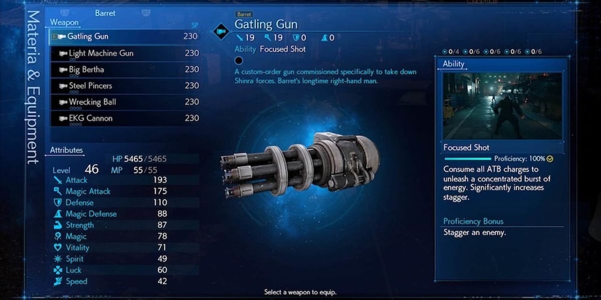 Barret's Gatling Gun from Final Fantasy VII Remake