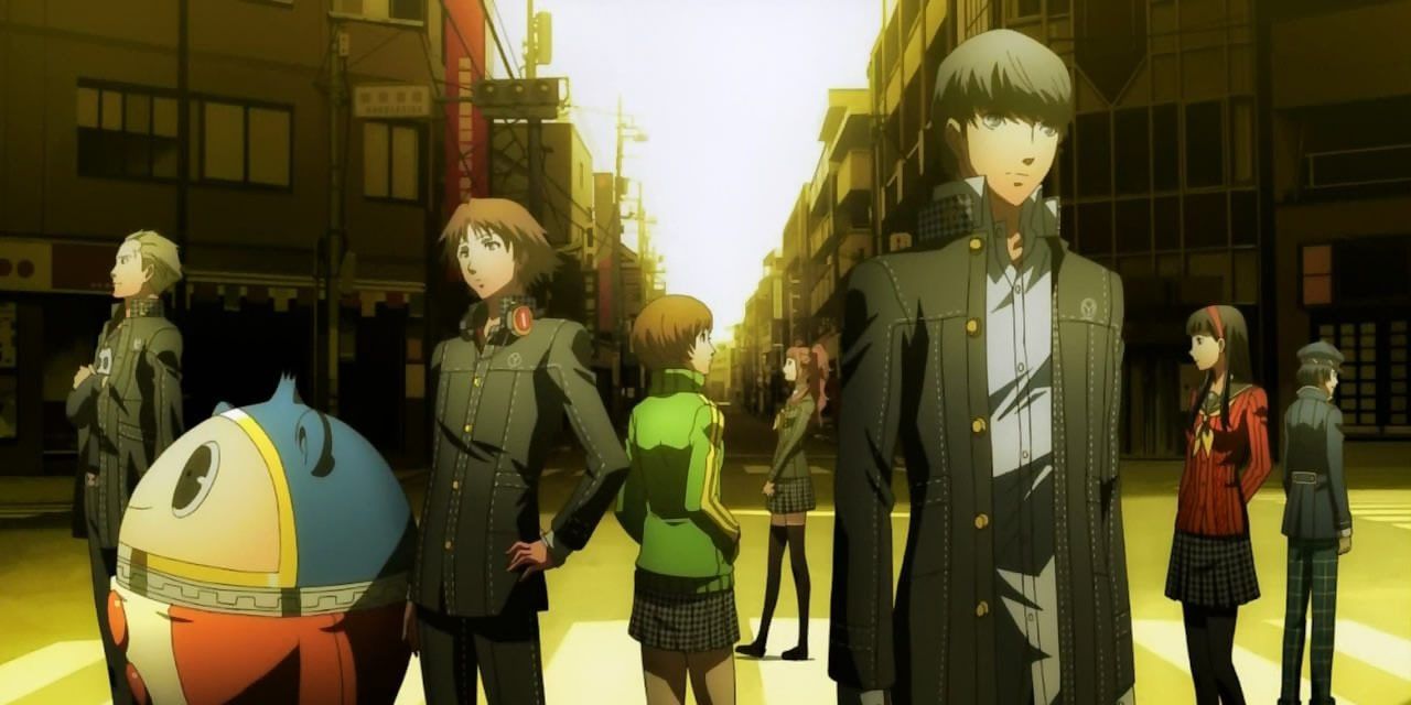 The full cast of Persona 4 entering the TV World in the Persona Anime