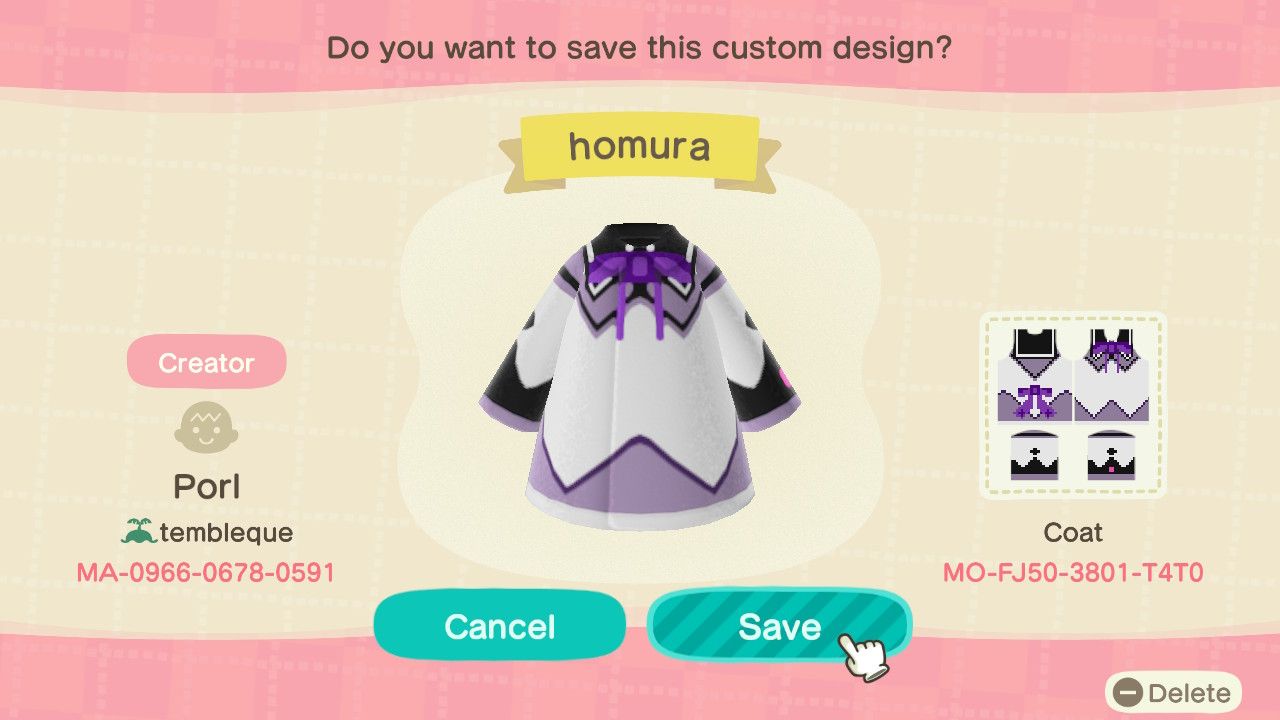 Homura Akemi's outfit from Puella Magi Madoka.