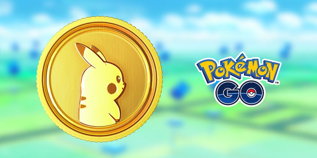 Image of a PokeCoin from Pokemon Go next to the Pokemon Go logo