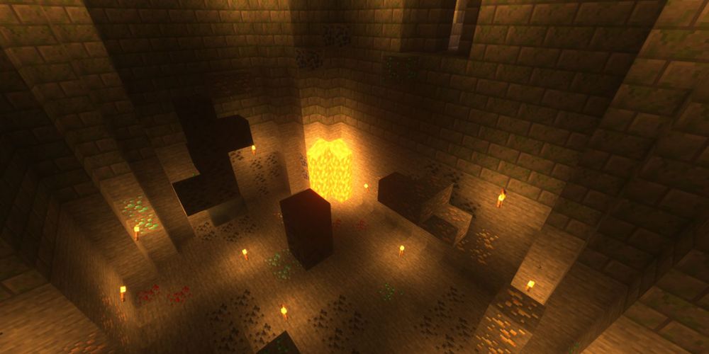 Minecraft The Jumper 2 horror map cavern with lava and resources