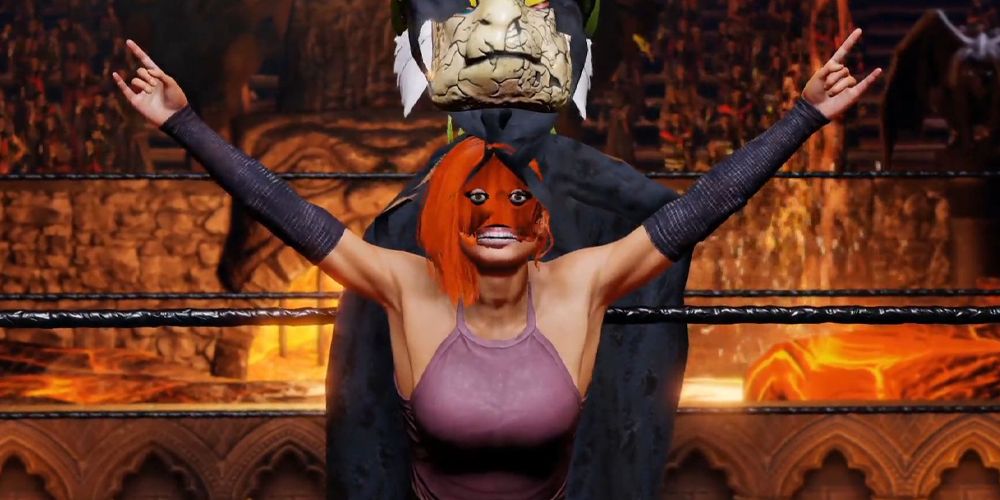 WWE 2K20 Screenshot Of Glitched Becky Lynch