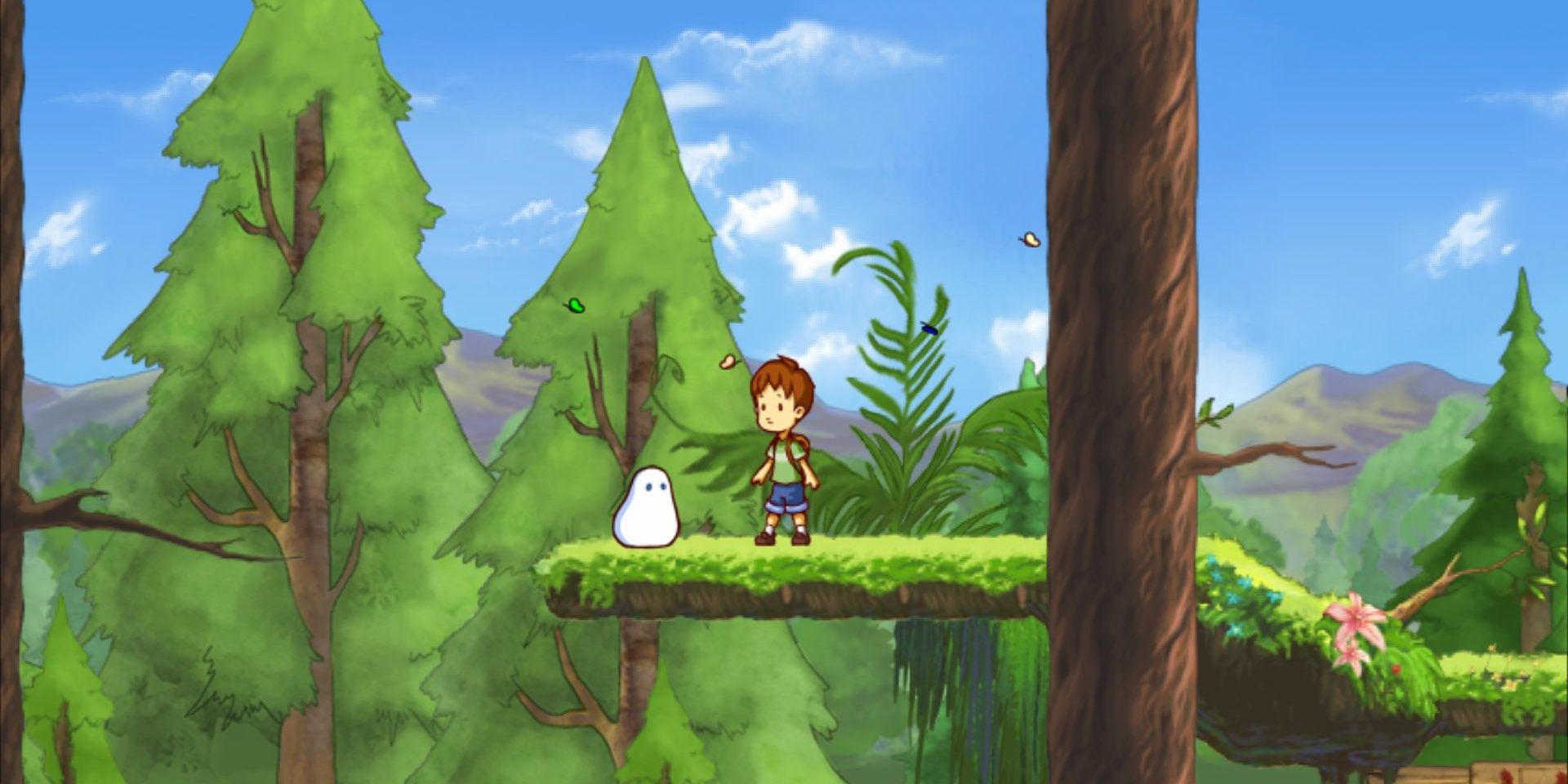 A Boy And His Blob - The Boy And The Blob Standing In A Green Forest