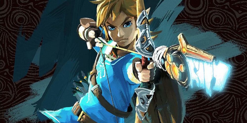 official art of Link from breath of the wild wielding his bow