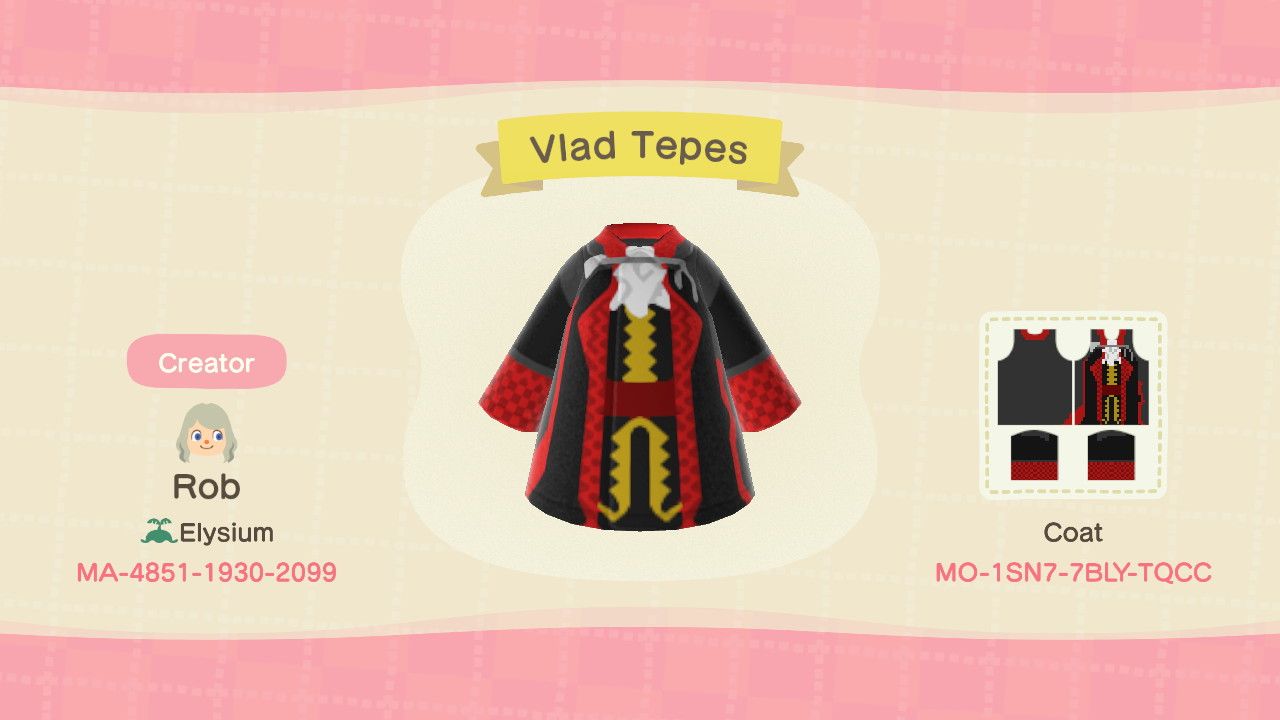 Animal Crossing: New Horizons - Codes for Castlevania Outfits