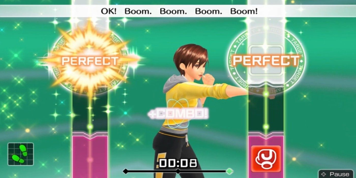 Punching to the rhythm of a song in Fitness Boxing 2