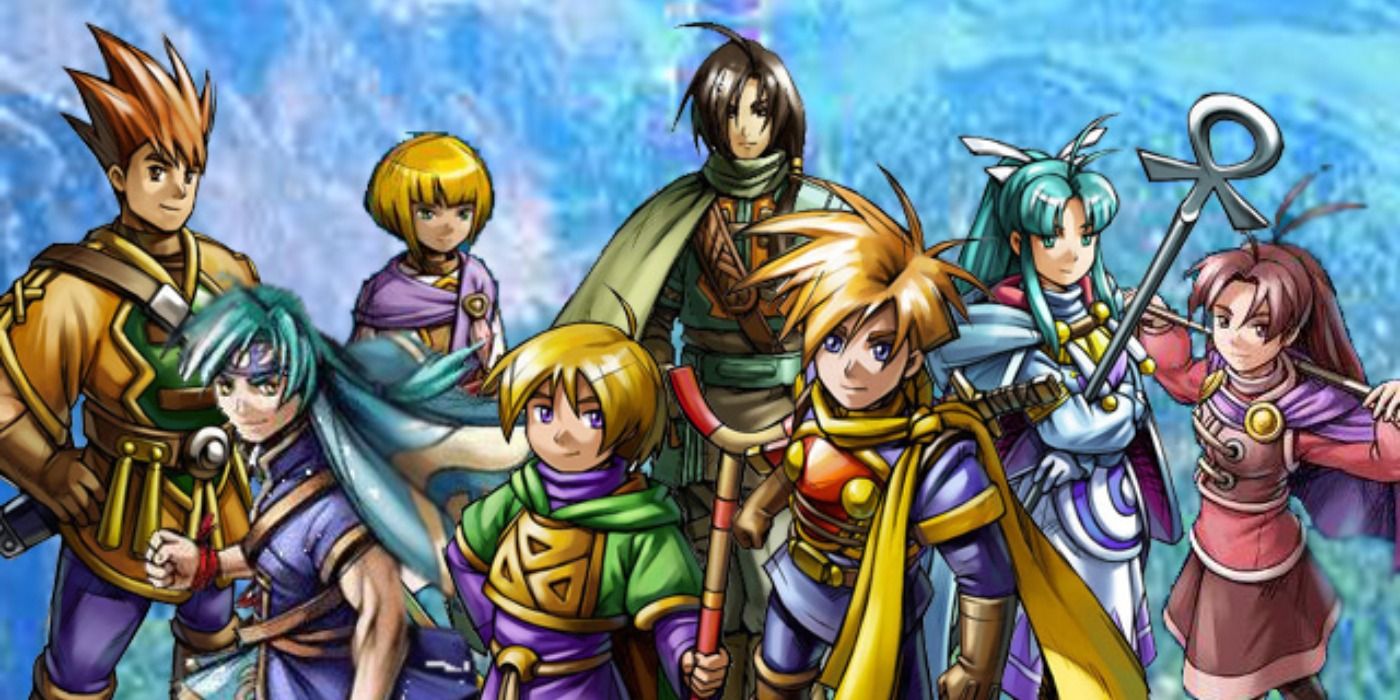 the main characters of Golden Sun against a blue background