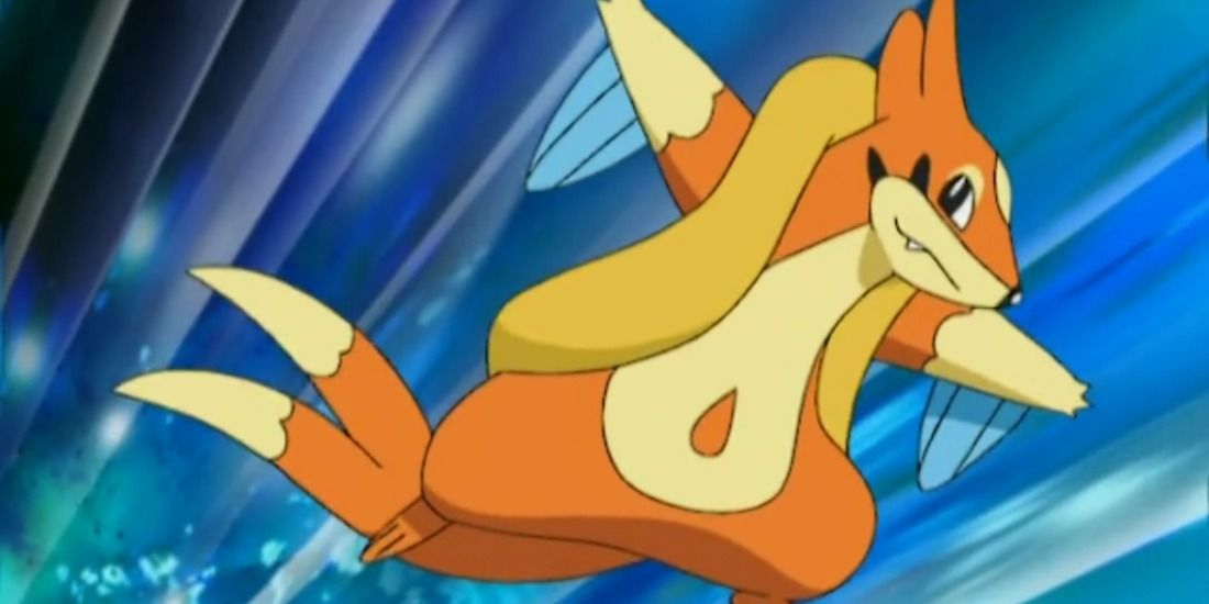 Floatzel making a dashing appearance in the Pokemon anime