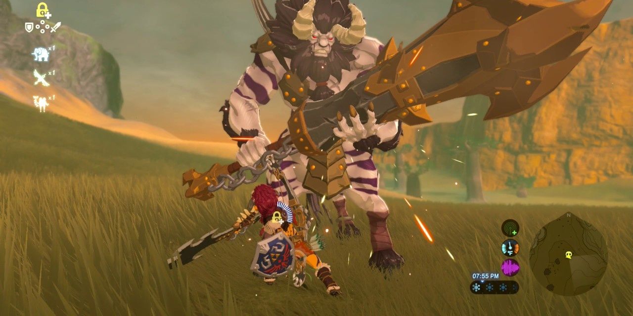 Link fighting a Silver Lynel in Breath of the Wild.