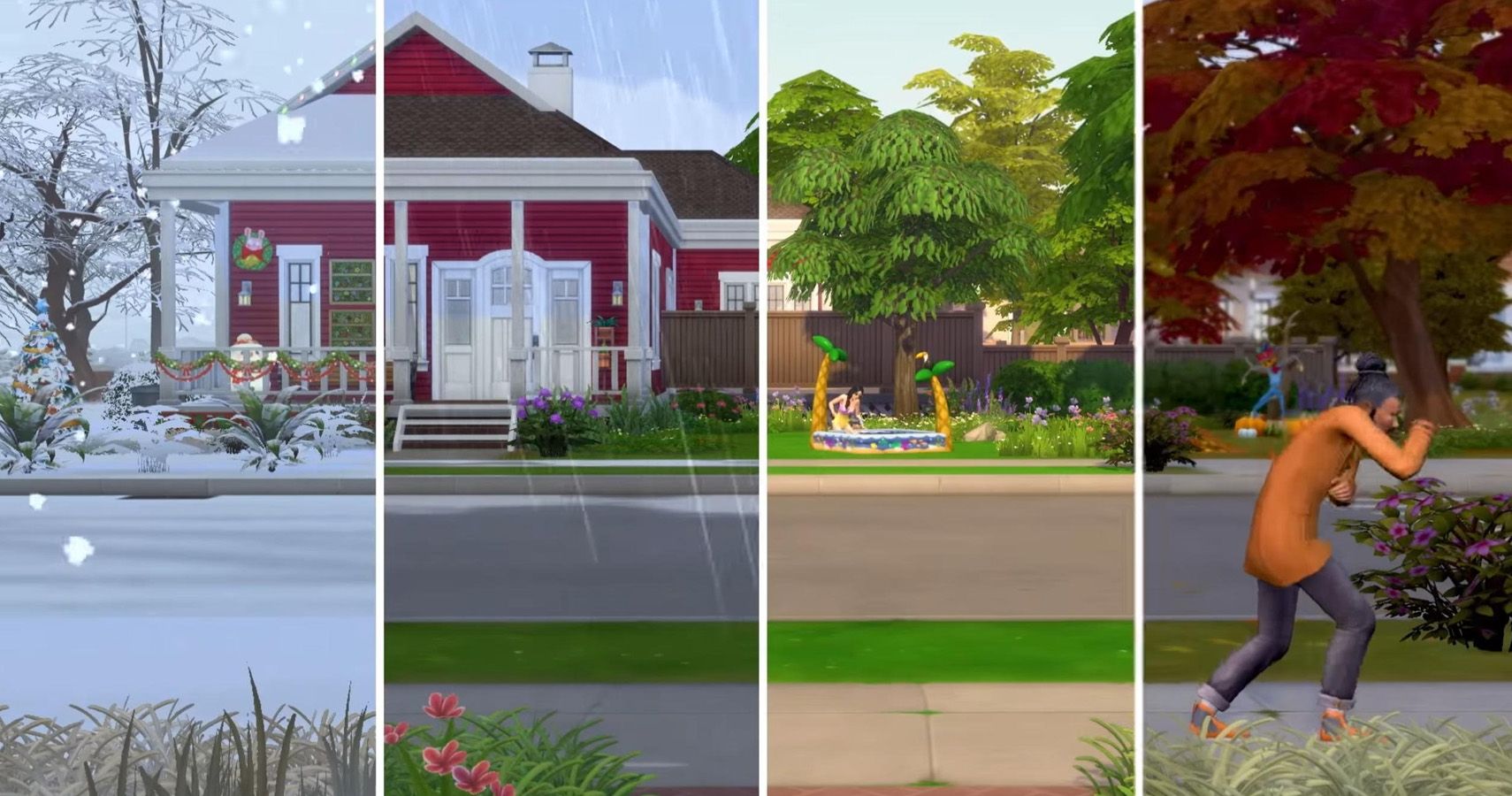 split image of a home in all the different seasons.