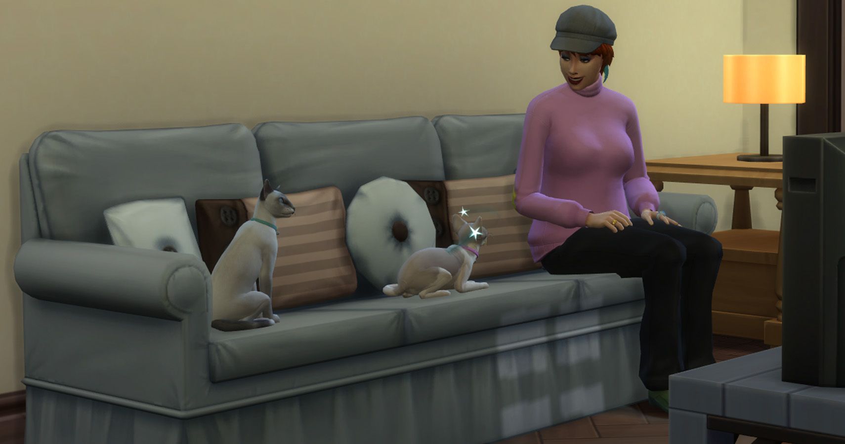 katrina and her cats on the sofa